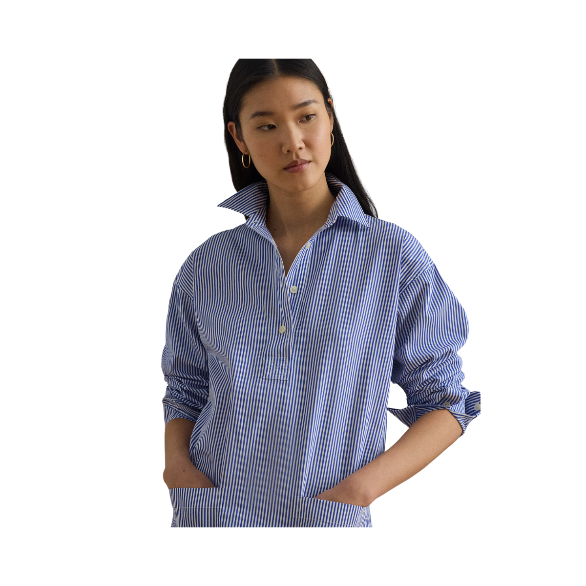 Woven Shirt Dress - Blue/White