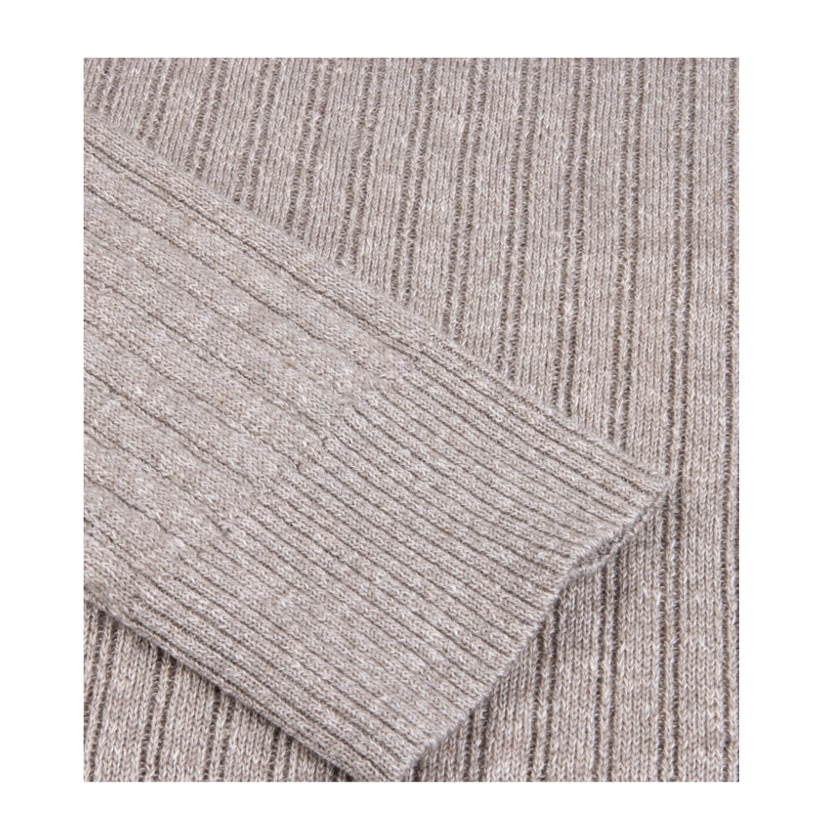 Sweater Knitted Ribbed Linen / Merino Wool - Light Brown