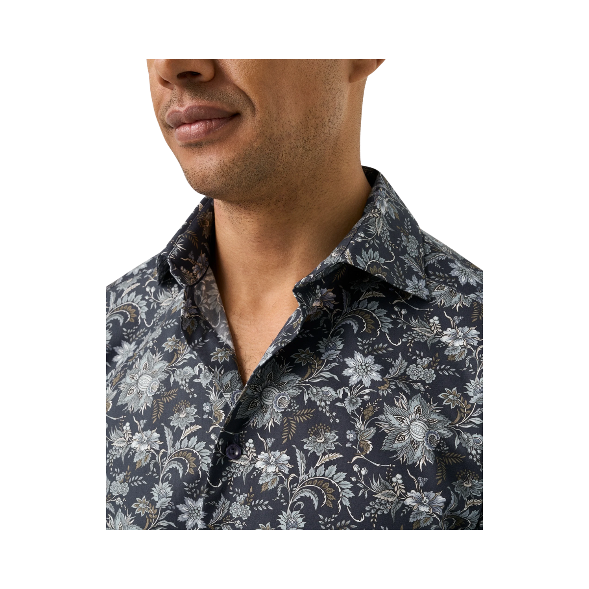 Floral Print Signature Twill Shirt - Dark Blue