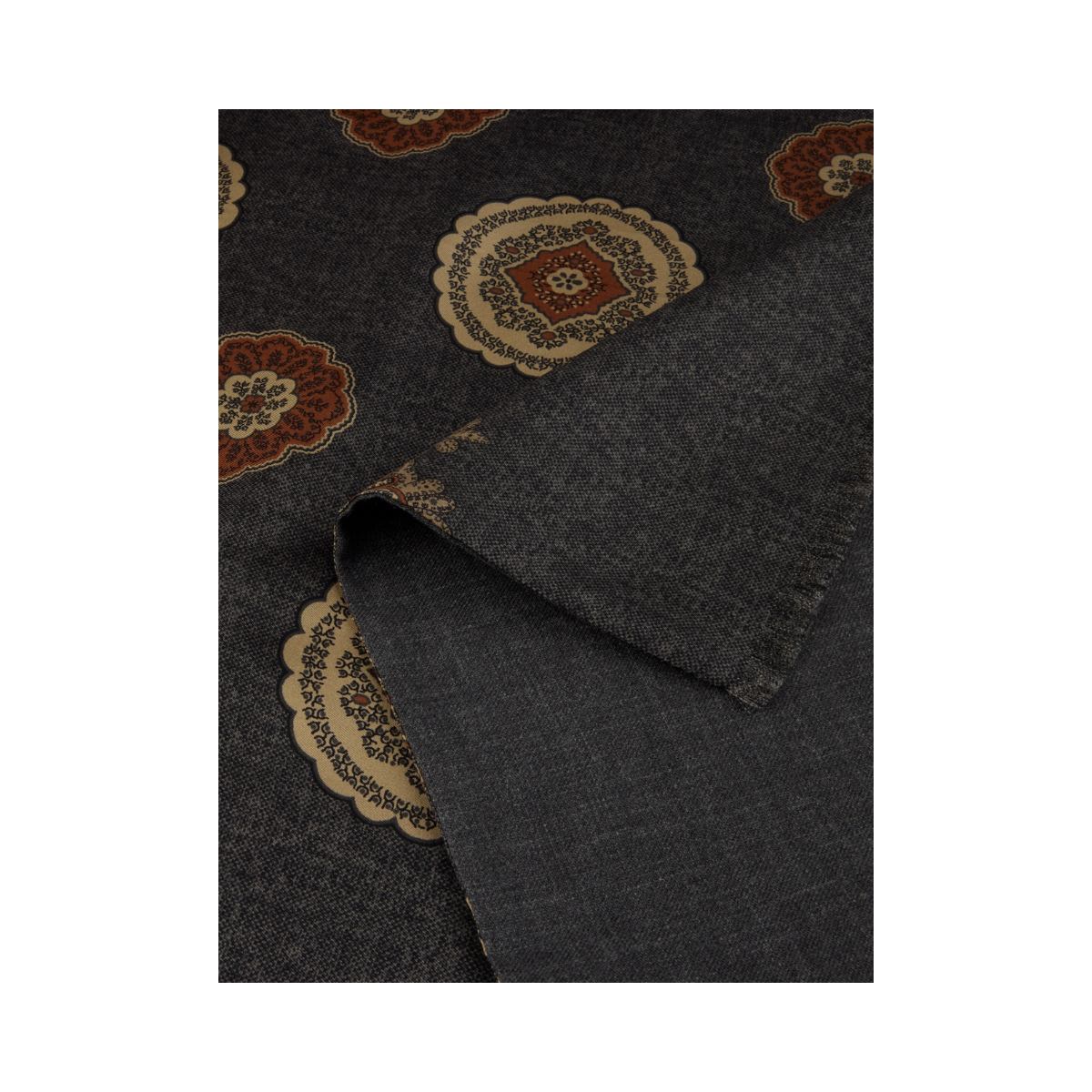 Scarf Wool/Silk - Dark Grey Pattern
