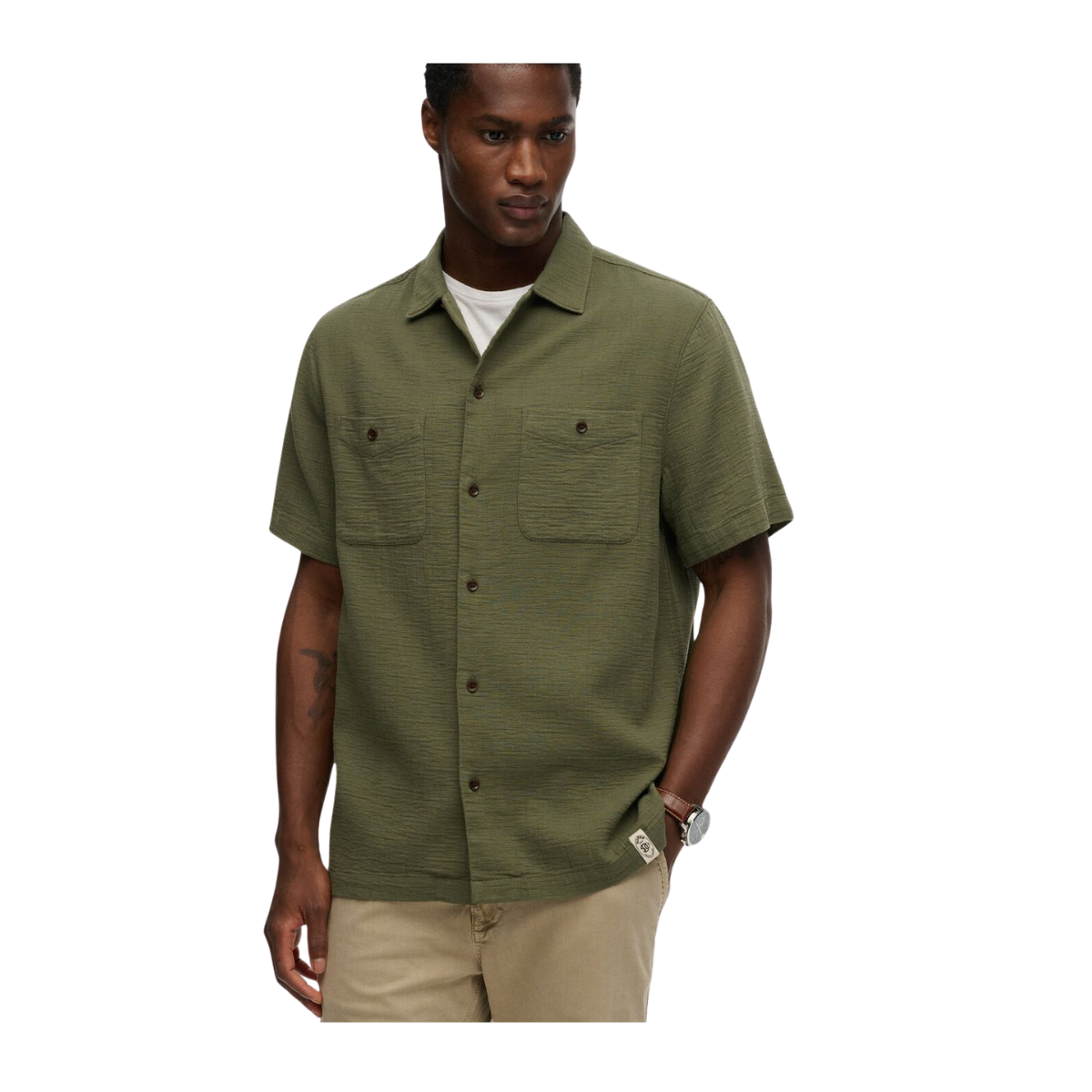 Merchant Textured S/S Shirt - 1TH Beetle Green