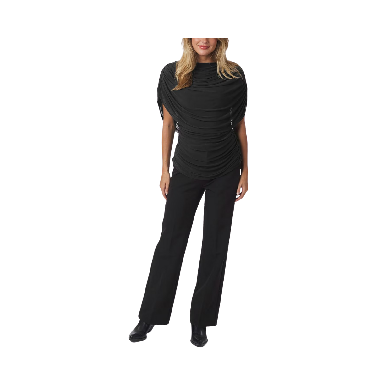 Cottuna Drapy Mesh Top - 100 Black