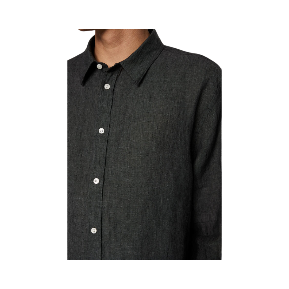 Reg LS Linen Melange Shirt - Black