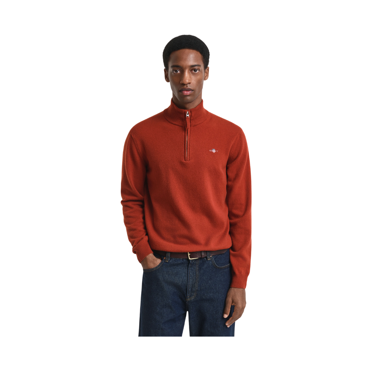 Superfine Lambswool Half Zip - Modern Rust