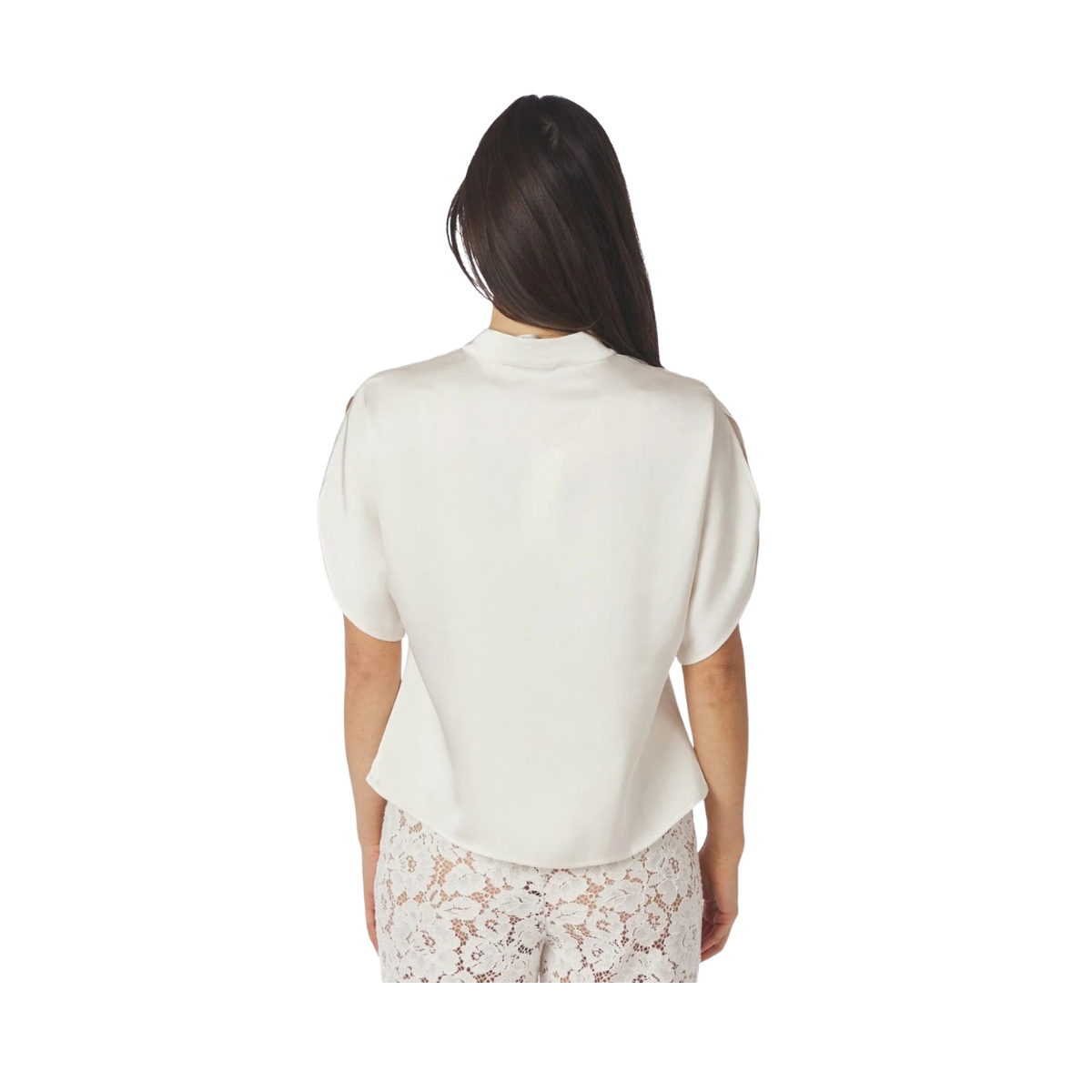 Anelle Heavy Sateen Blouse - Pearl
