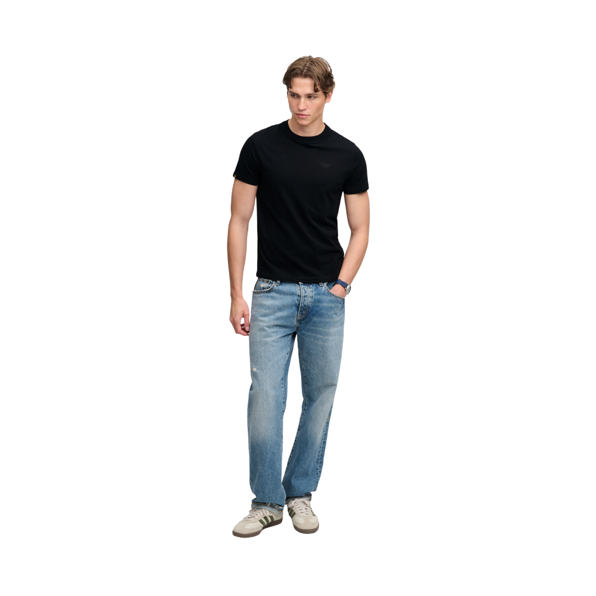 Essential Stacked Logo Emb Tee - Black/Black