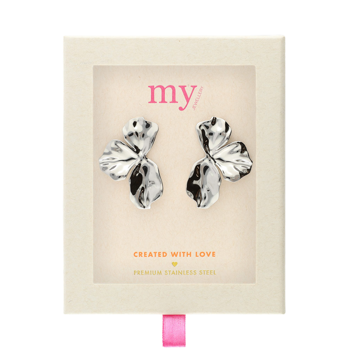 Earrings half flower - Silver