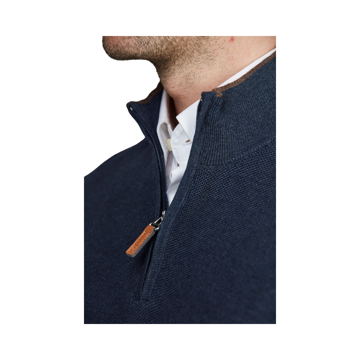 Half Zip Structure Knit - Dark Blue
