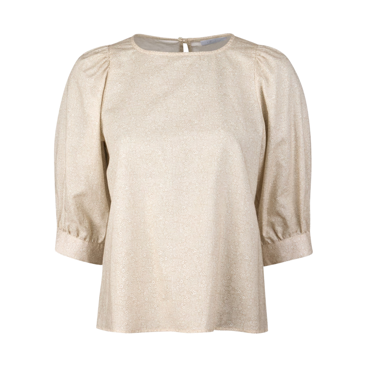 Carmen Blouse Puff Sleeve - Beige pattern