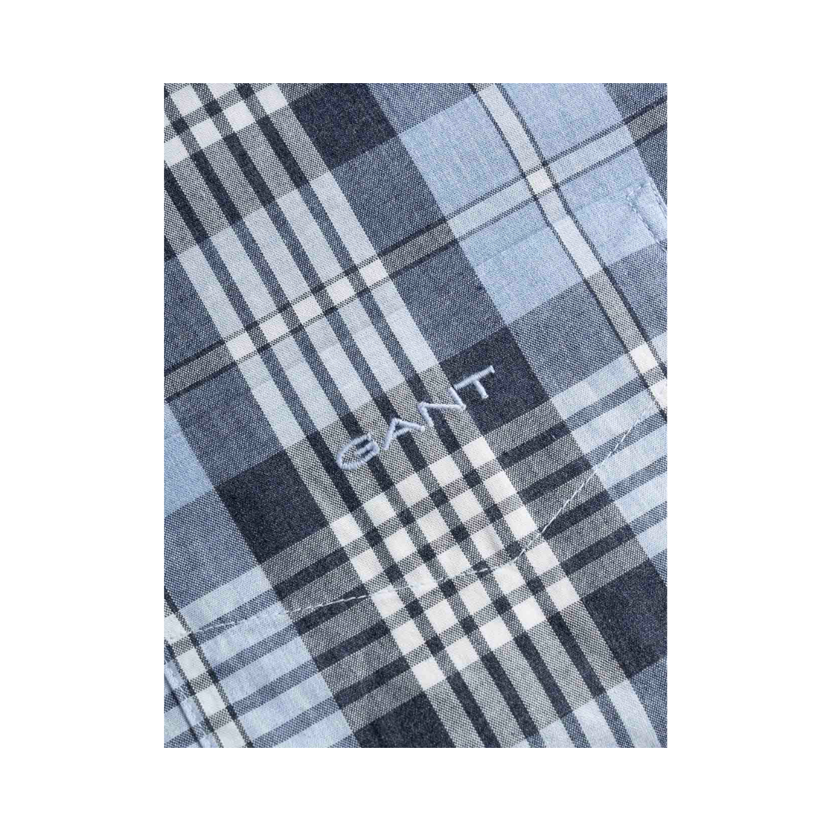 Reg Poplin Melange Check Shirt - Dark Indigo Melange