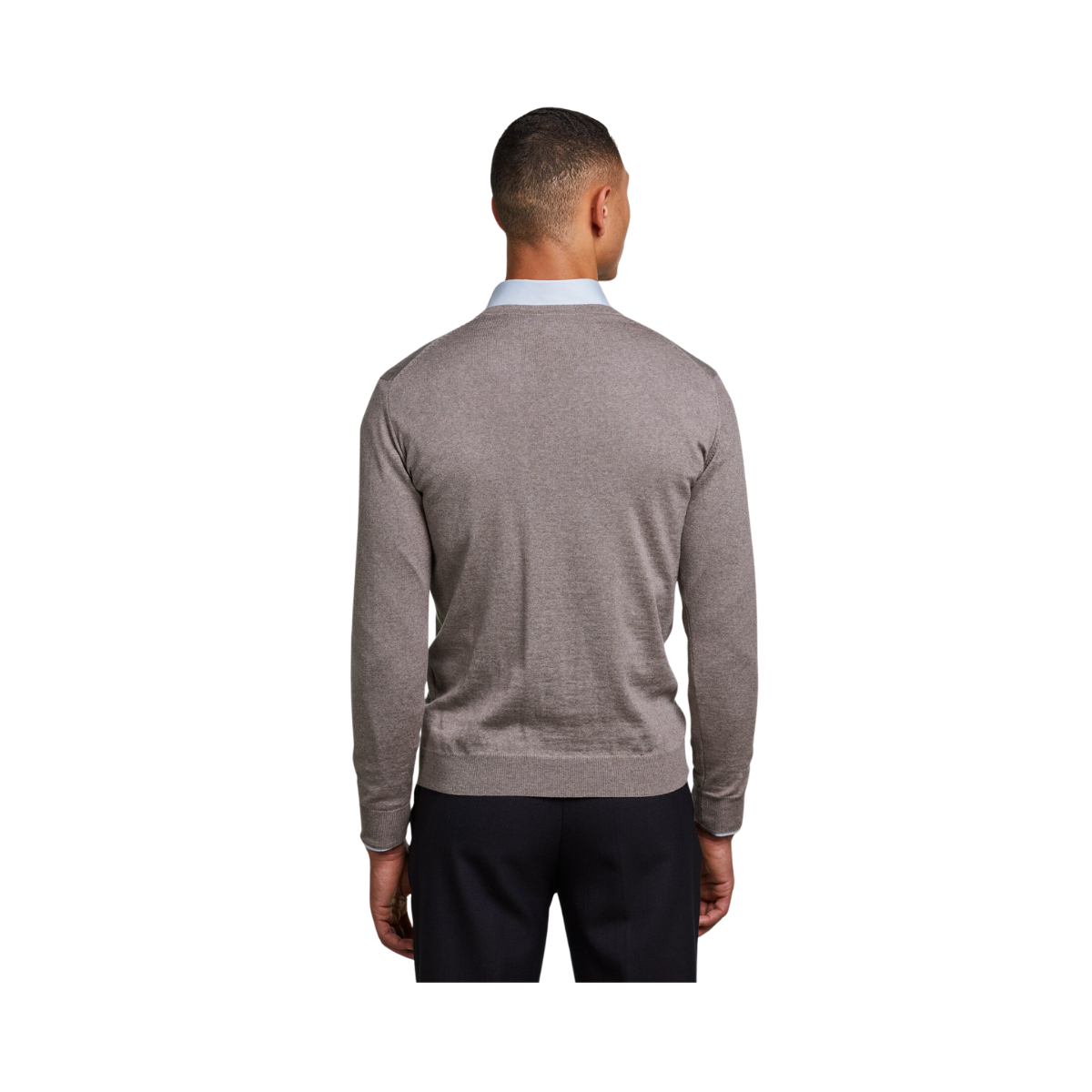 Pullover Knitted V-Neck Merino Wool - Light Brown