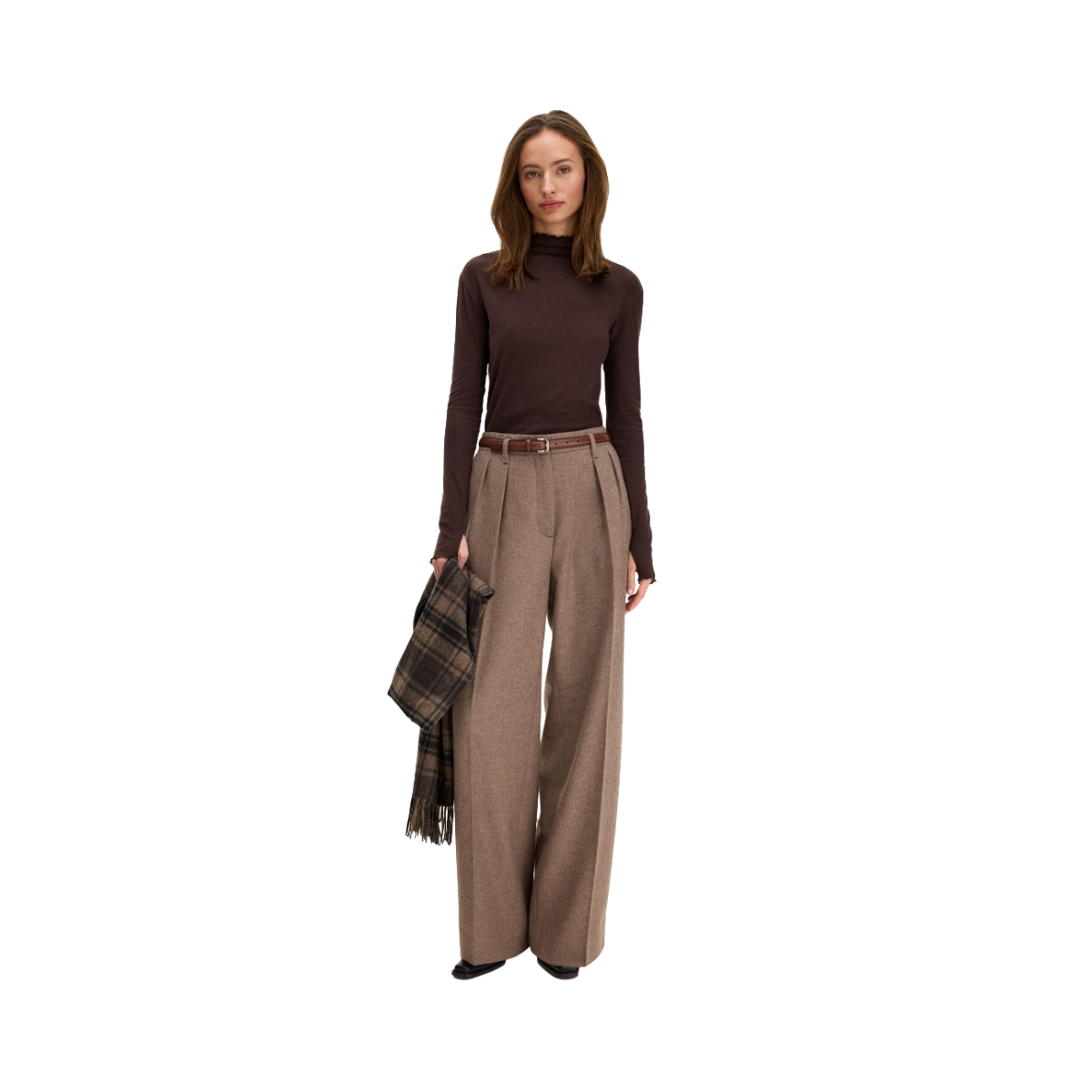 Rib Mock Neck Top - Dark Chocolate