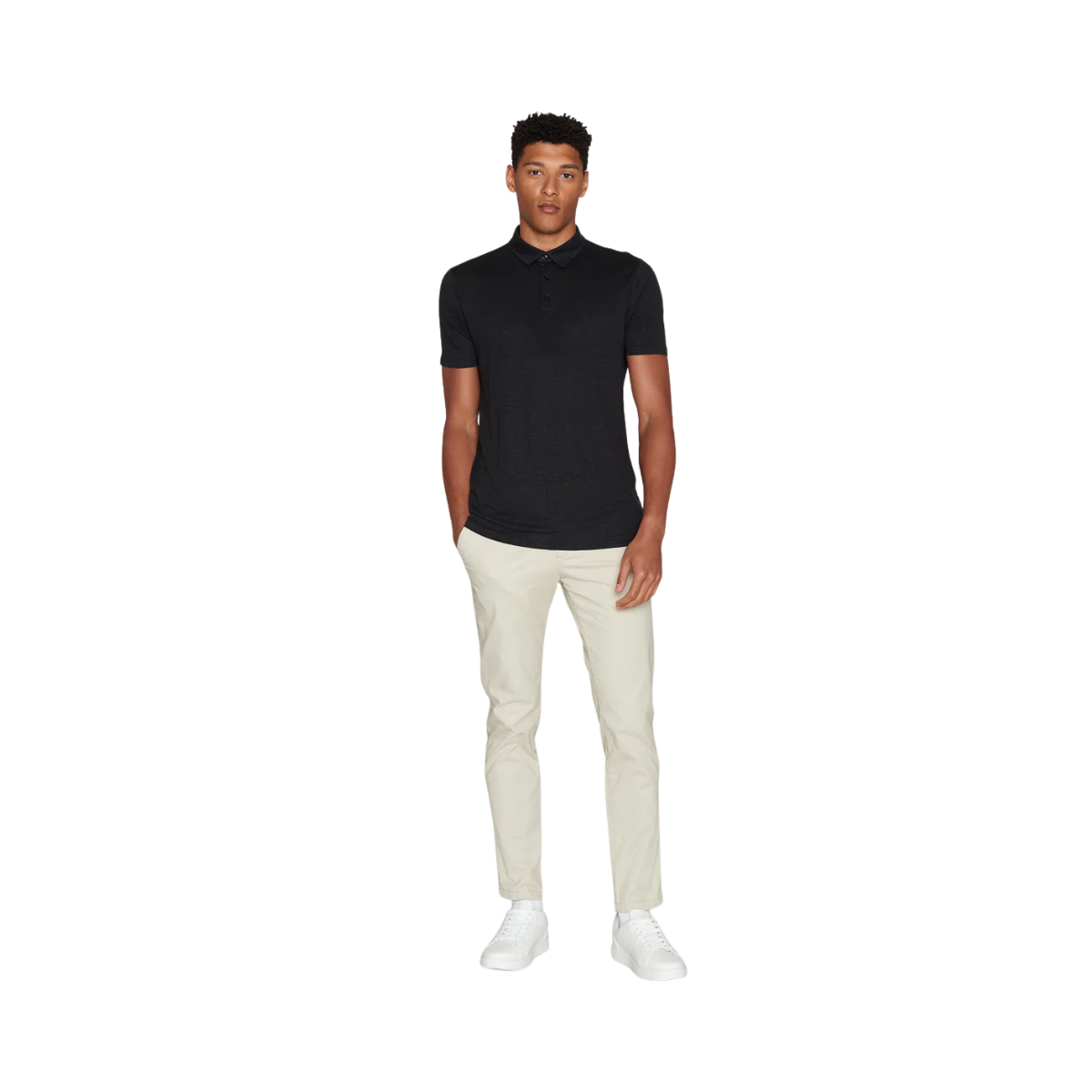 Linen polo - Black Jet