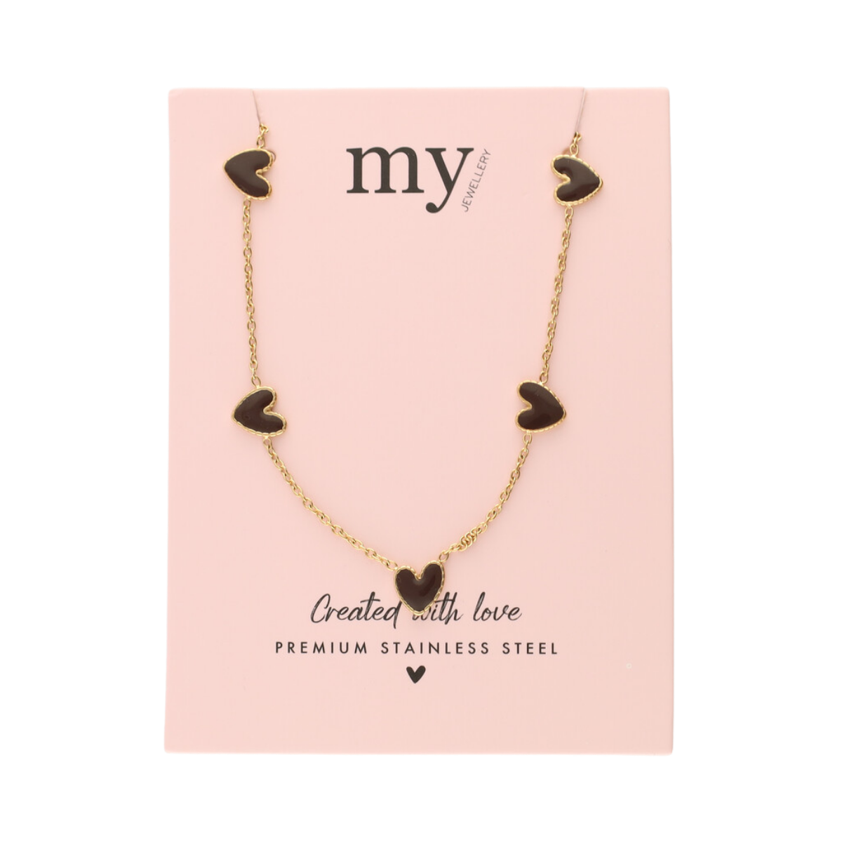 Necklace with Brown Heart - Gold
