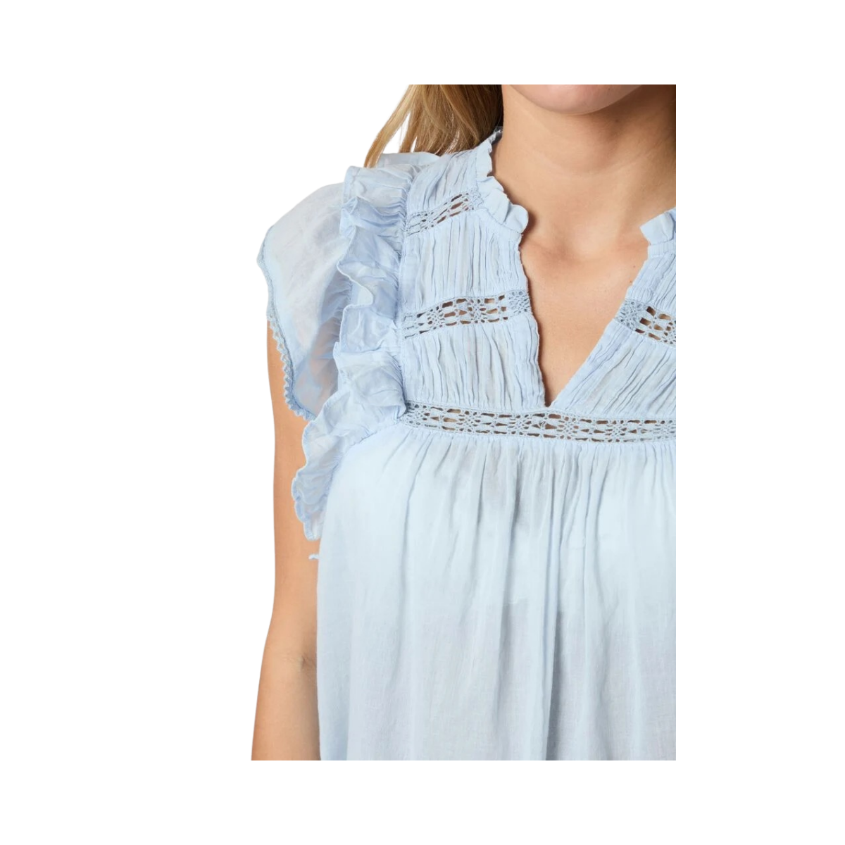 Jayla S Voile Top - Light Blue