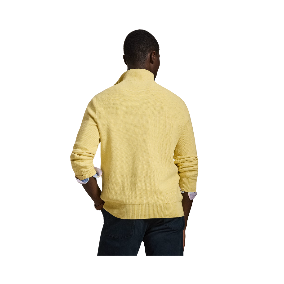 Knit Cotton Quarter-Zip Sweater - Soft Yellow