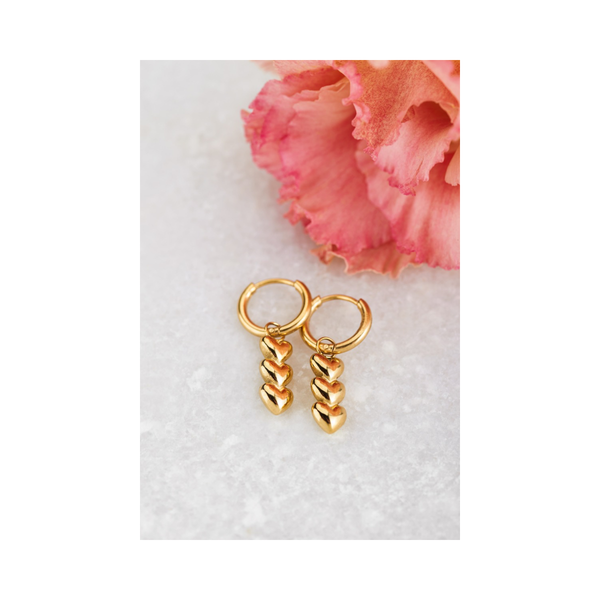 Earring Three Hearts - Gold