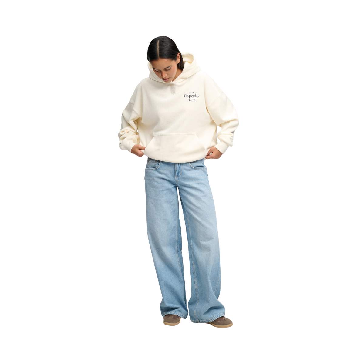 Drop Needle Velour Hood - 22C Cream