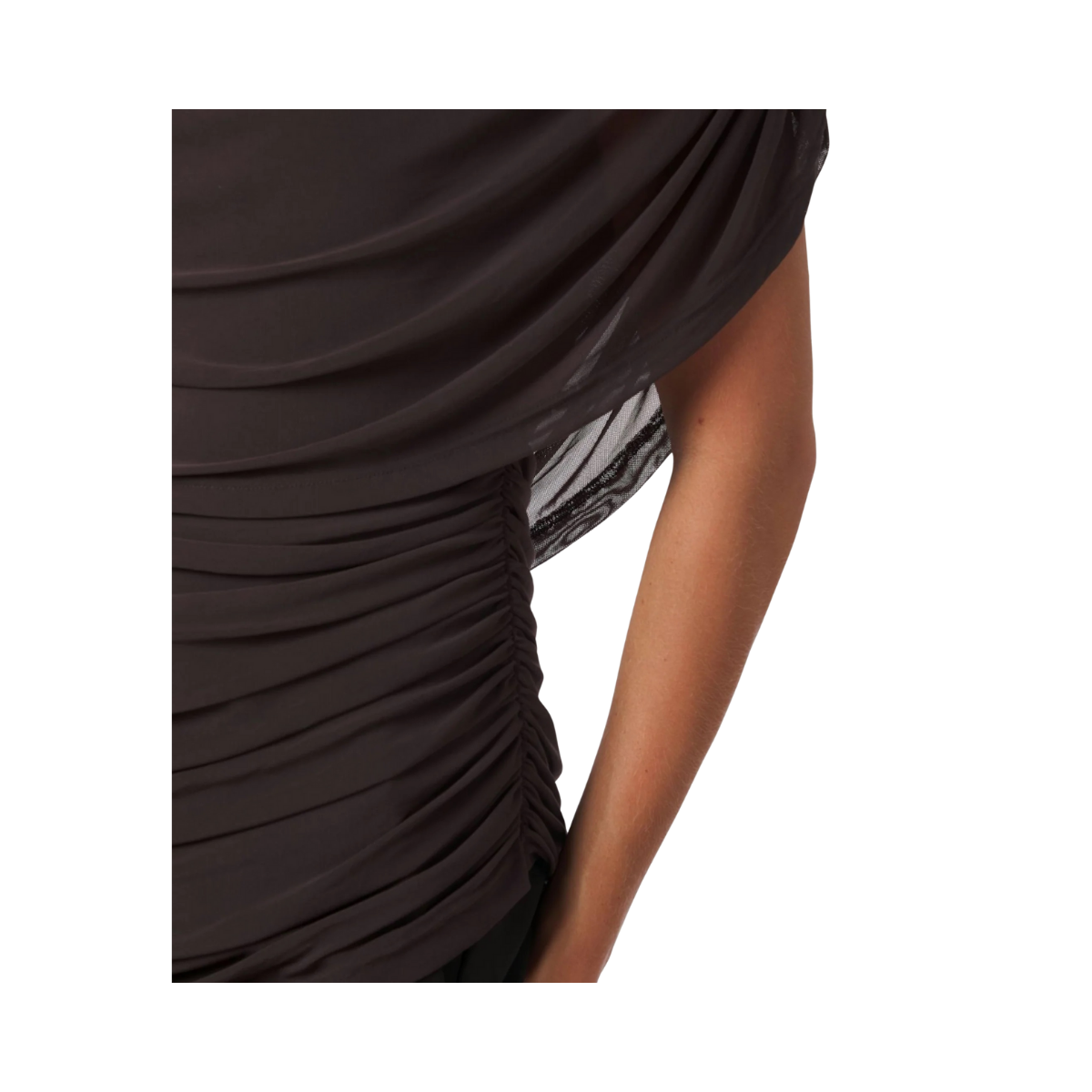 Cottuna Drapy Mesh Top - Brown