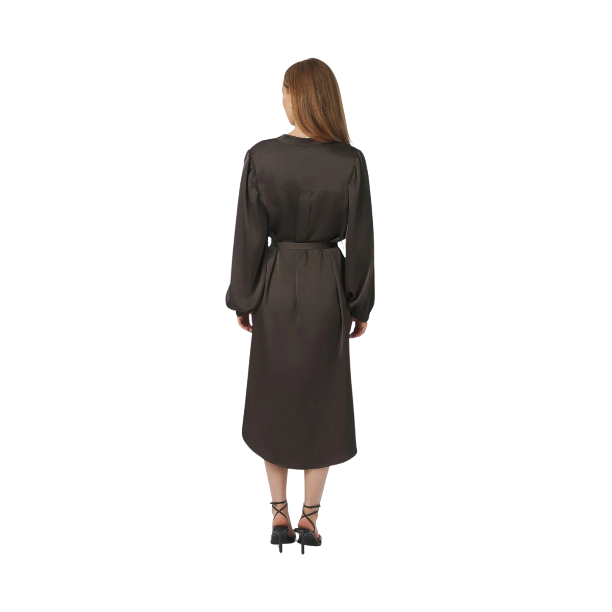 Rolana Heavy Sateen Dress - Dark Brown