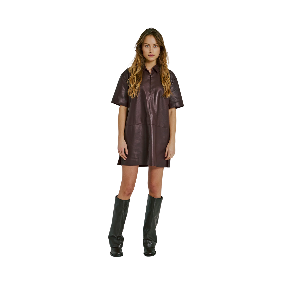 Kamila Leather Dress - BORDEAUX