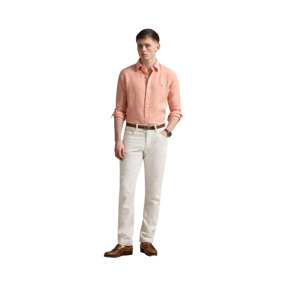 Long Sleeve Sport Shirt - Poppy/White