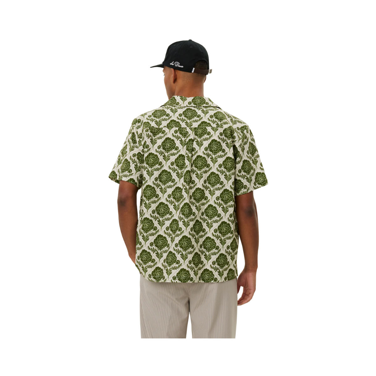 Lesley Flower Tile AOP SS Shirt - Vintage Green/Ivory