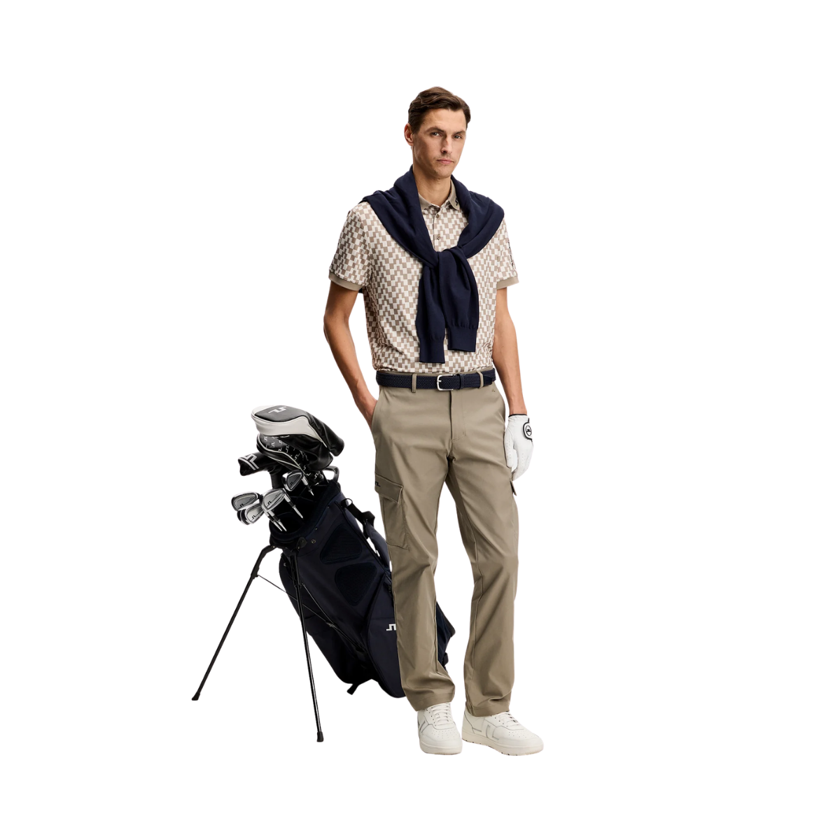 Tour Tech Print Polo - Bridge Stack Brindle M