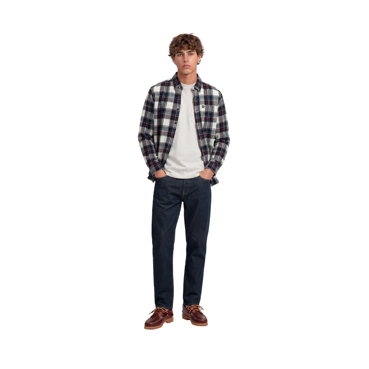 L/S Cotton Lumberjack Shirt - Skylar Check White