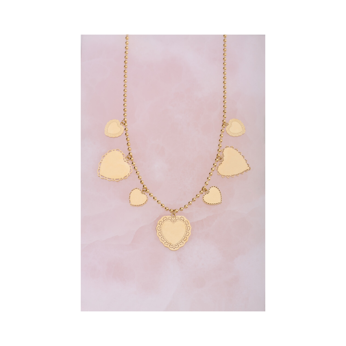 Necklace 7 Hearts - Gold