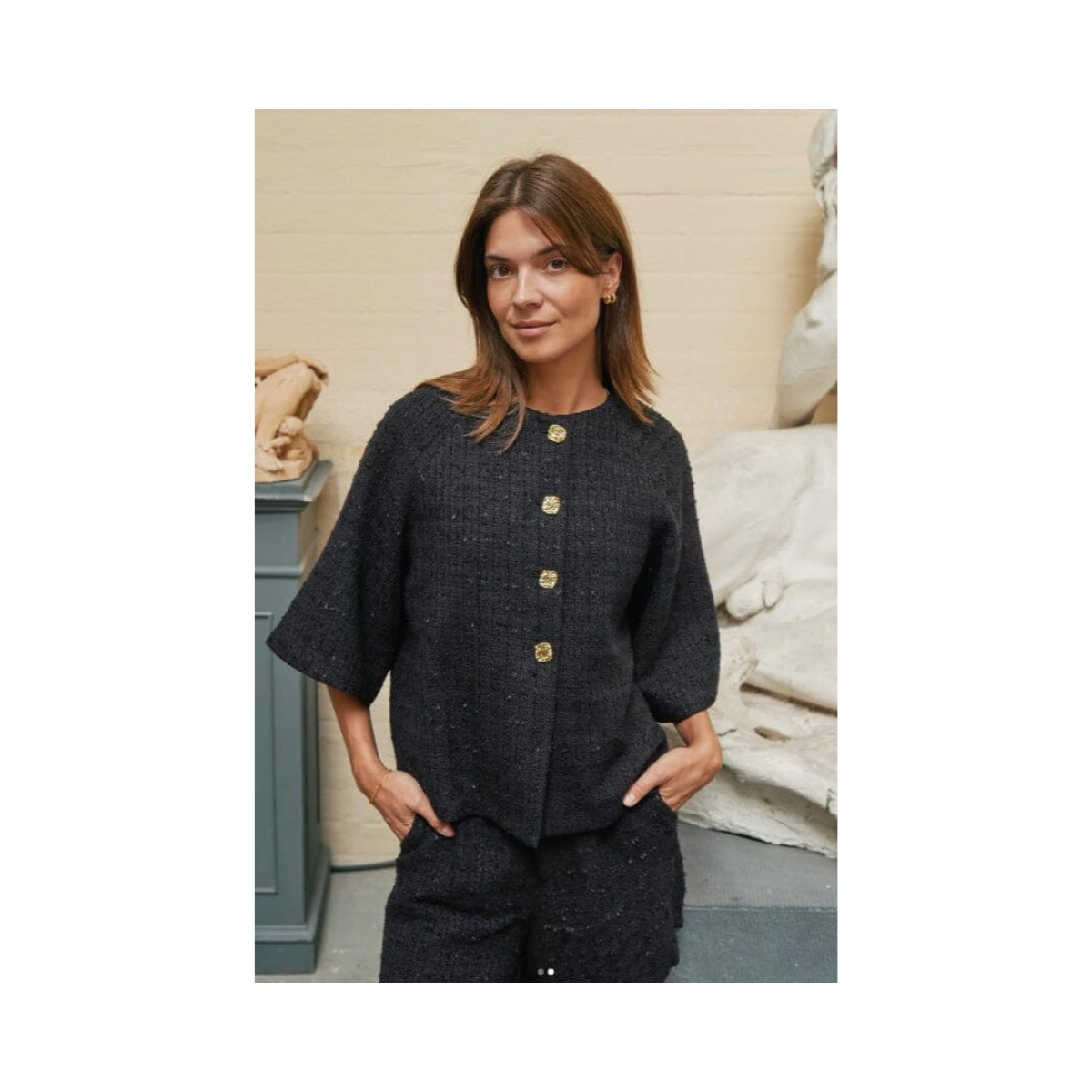 Rosella Boucle Mini Jacket - Black