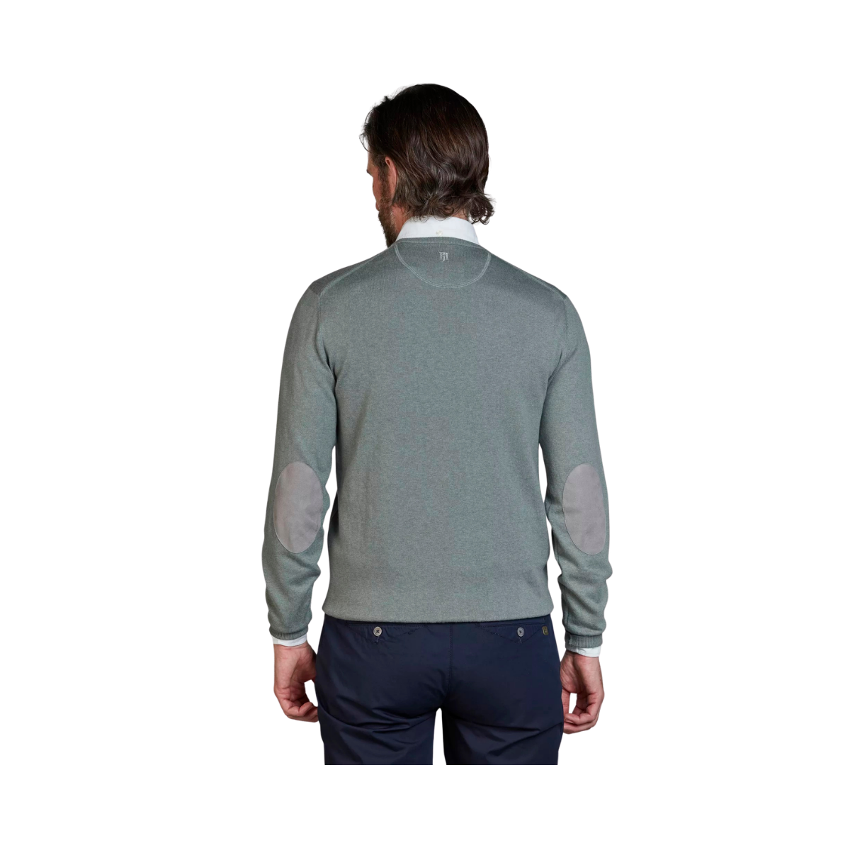 Crew Neck Knit E-Patch - Dusty Green