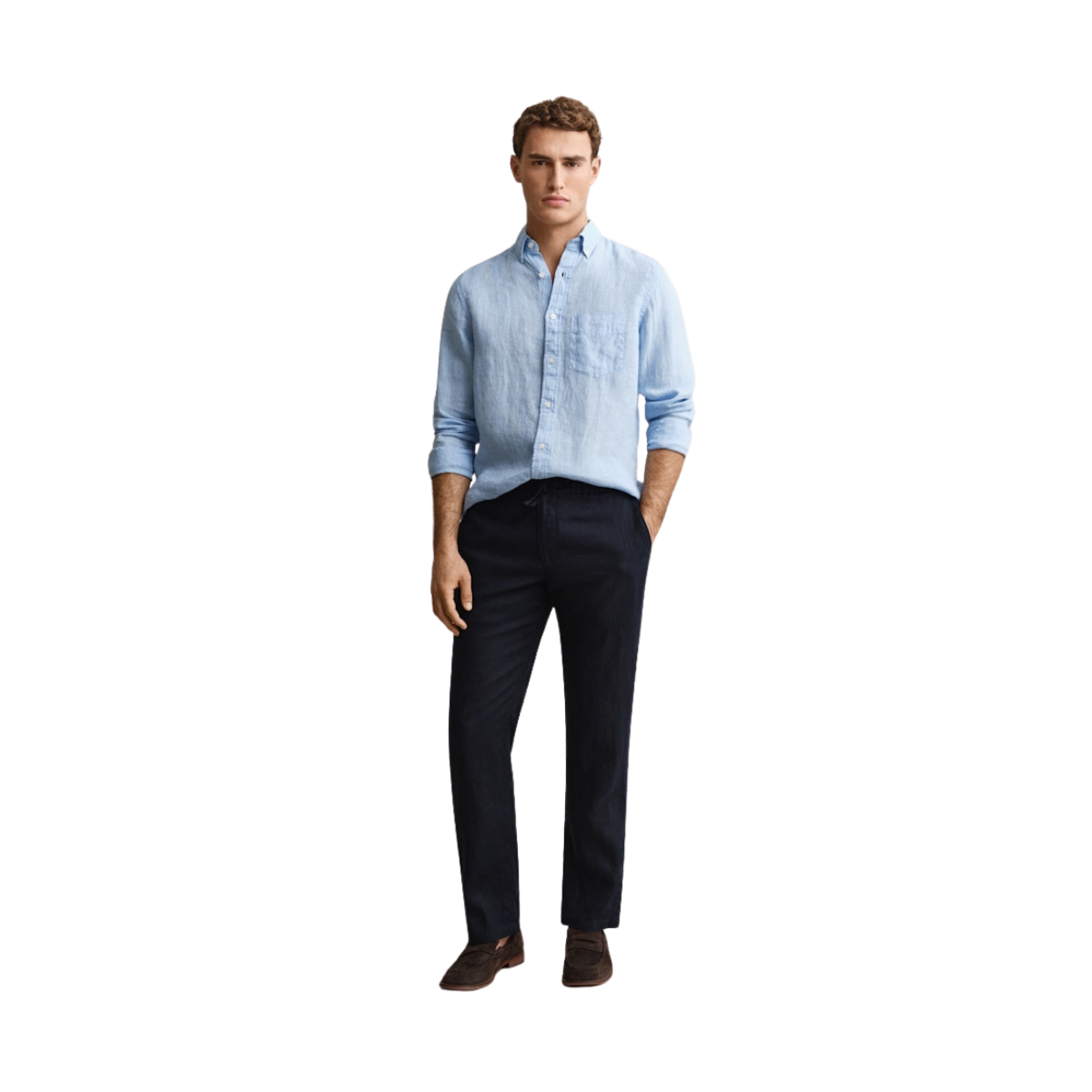Reg Linen DS Pants - Evening Blue