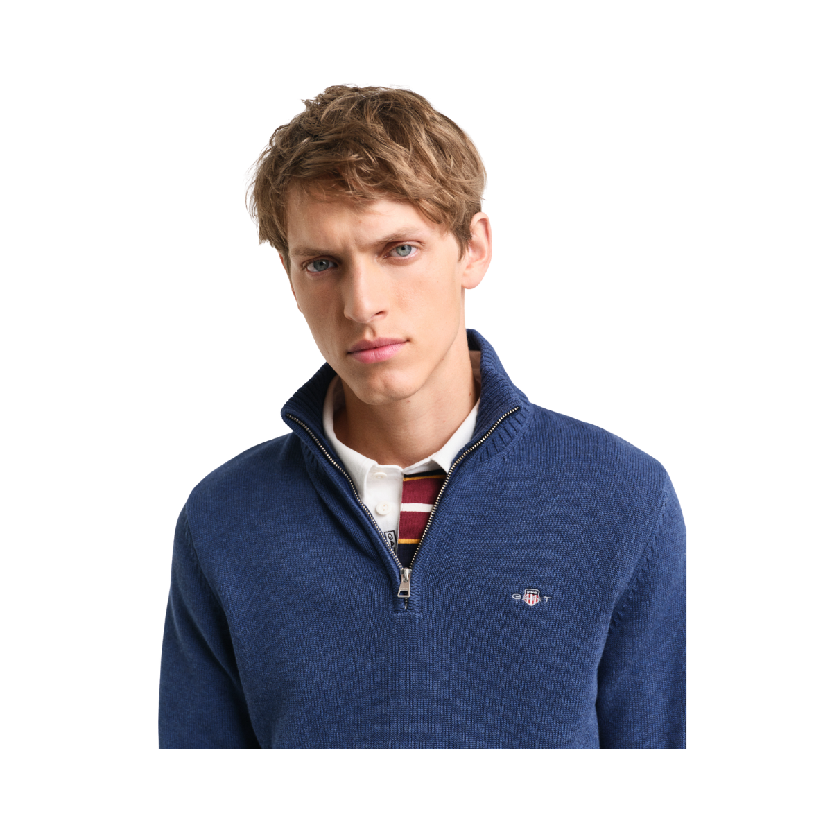 Casual Cotton Halfzip - Dark Jeansblue Melange