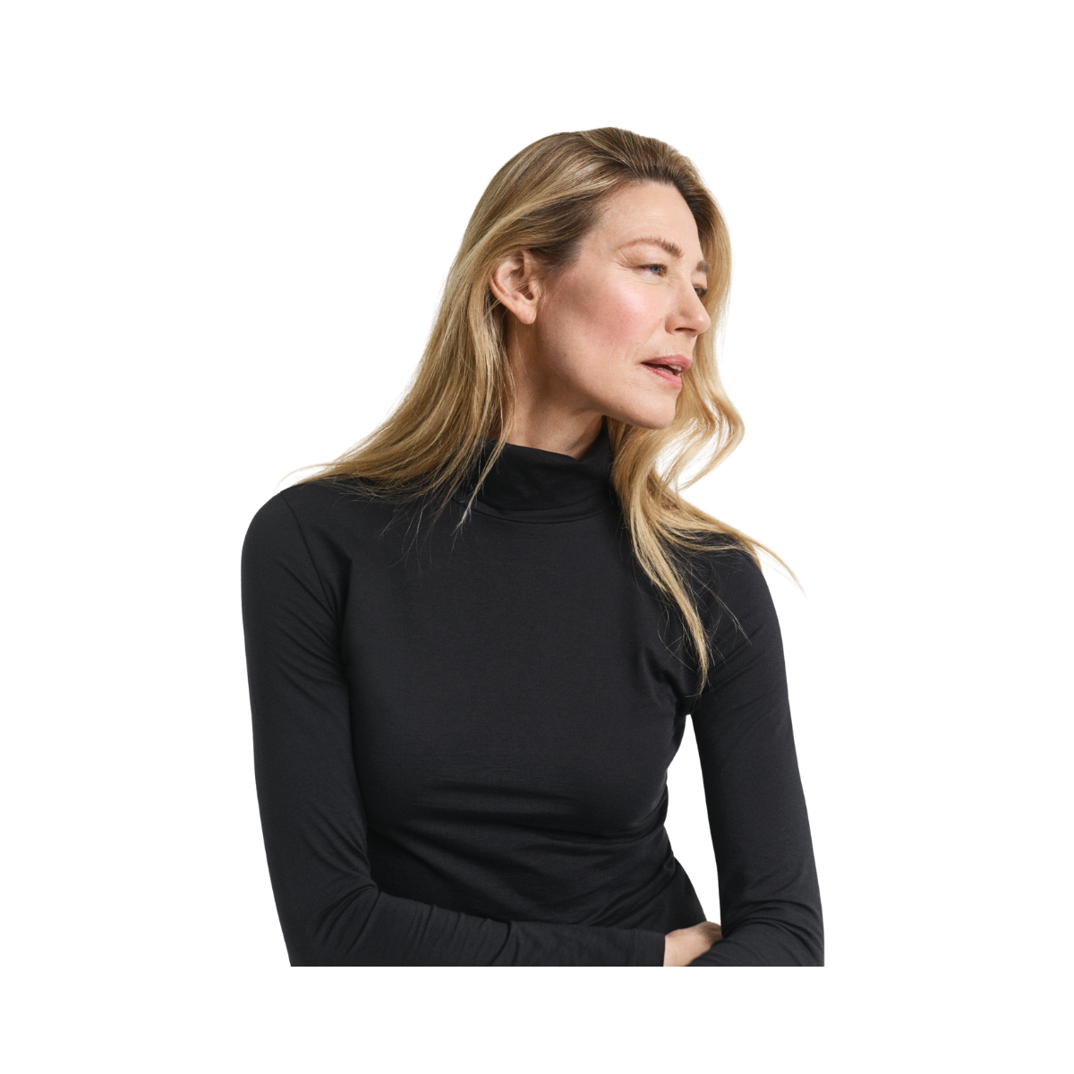 Light Cotton LS Turtleneck - Black