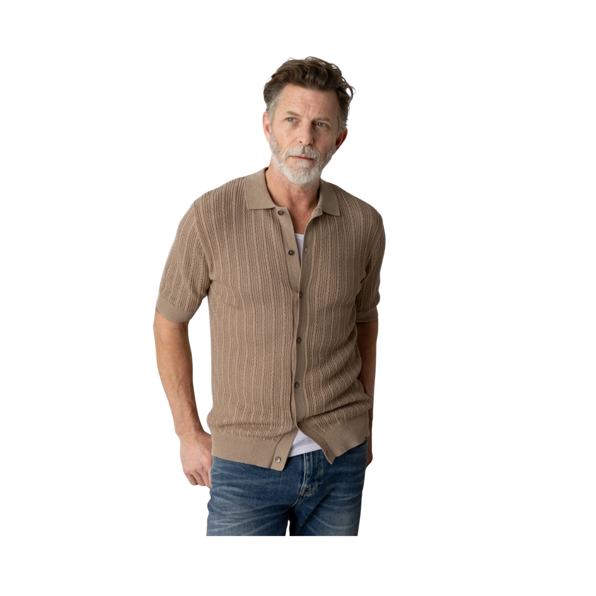 MMGDario Button SS Polo Knit - Dune