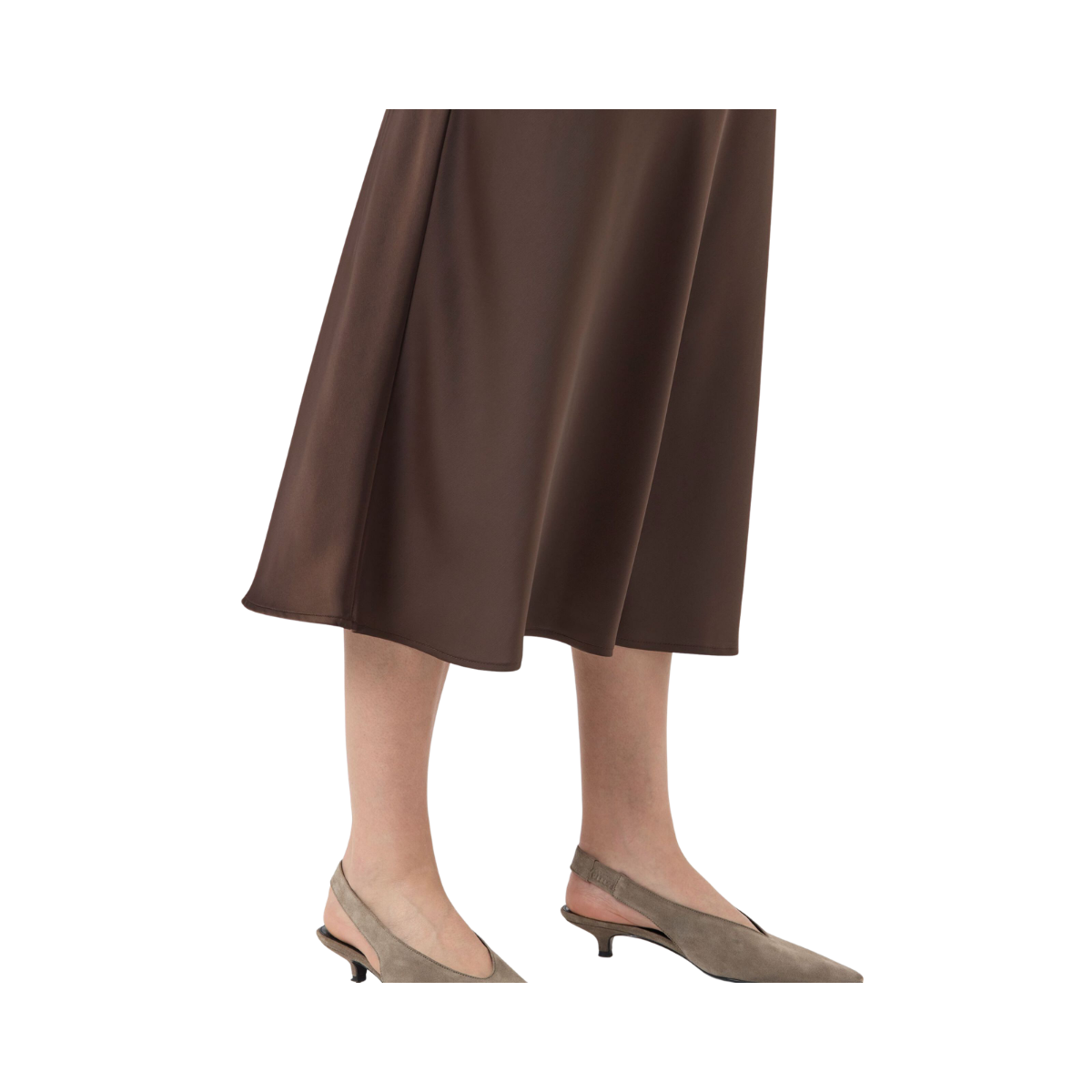YASPella Highwaist Midi Skirt - Chocolate brown
