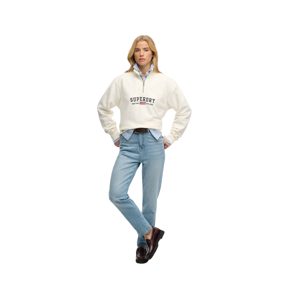 Ath Ess Graphic Half Zip - Desert Bone Off White