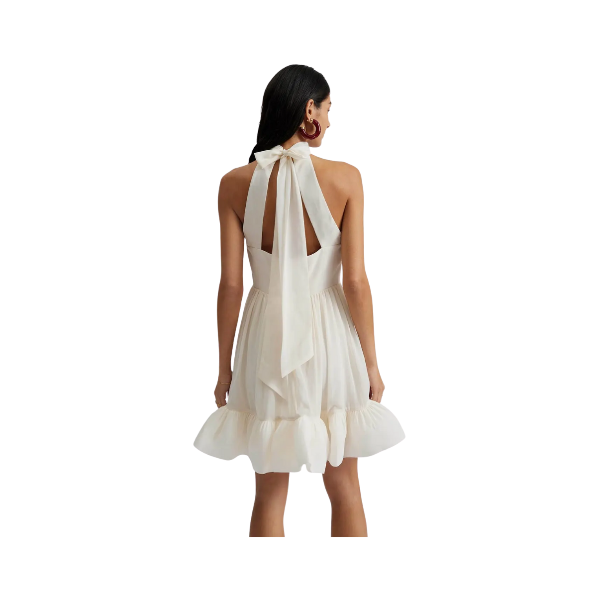 Fern Halterneck Ruffled Mini Dress - White