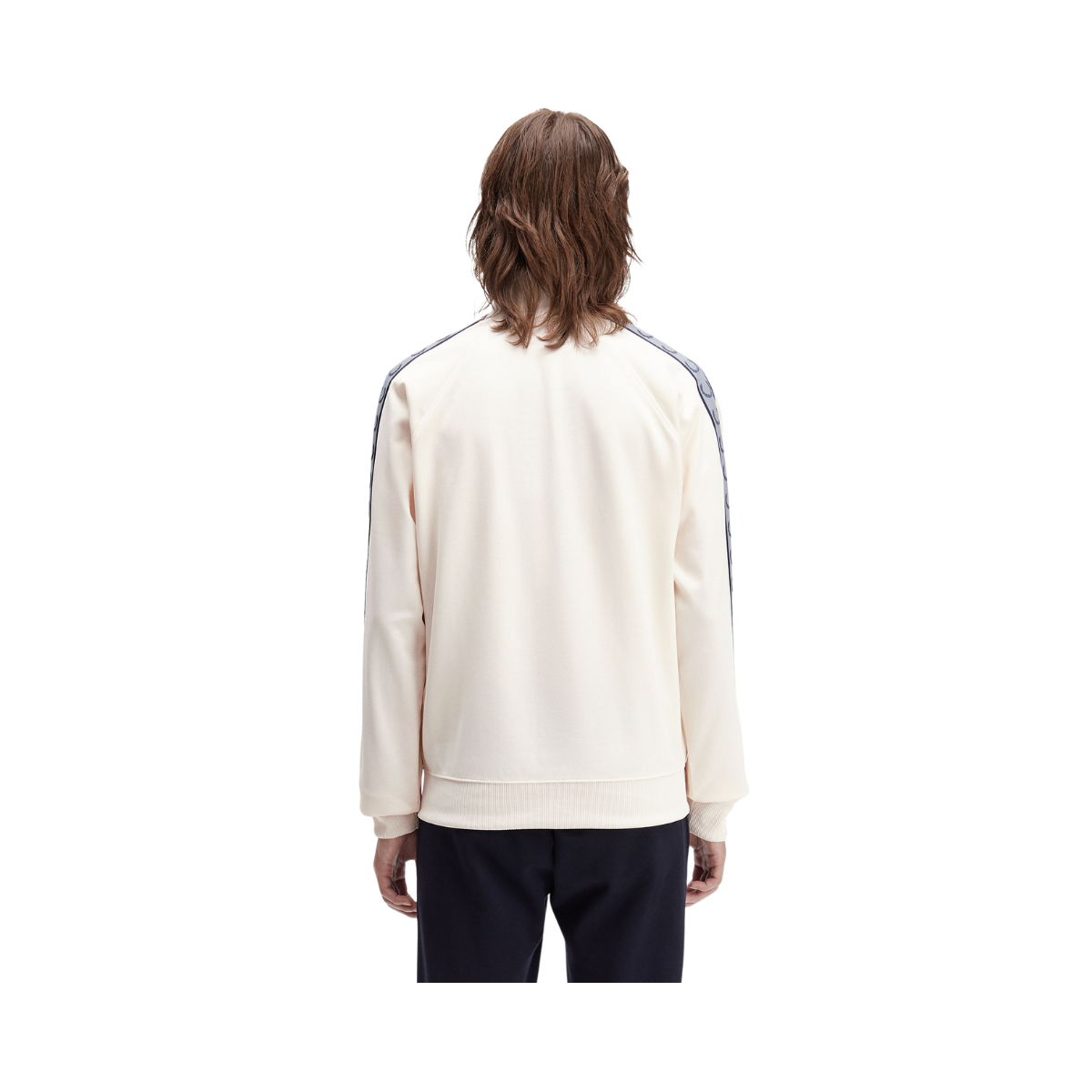 Contrast Tape Track Jacket - Ecru/Navy