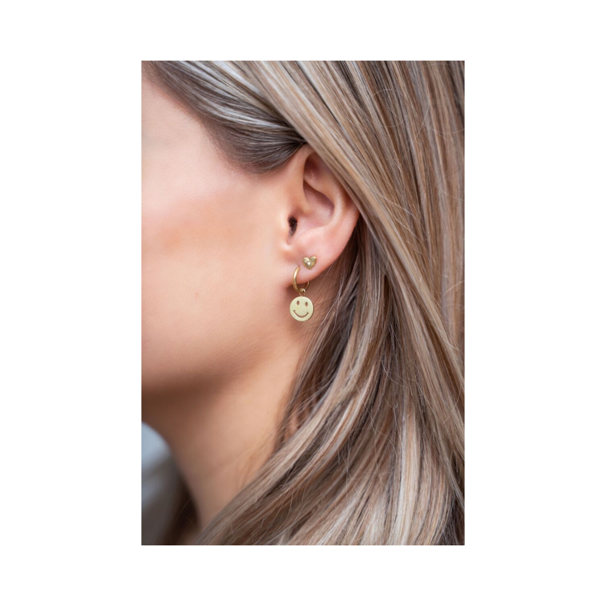 Studs heart stone - 1500 Silver