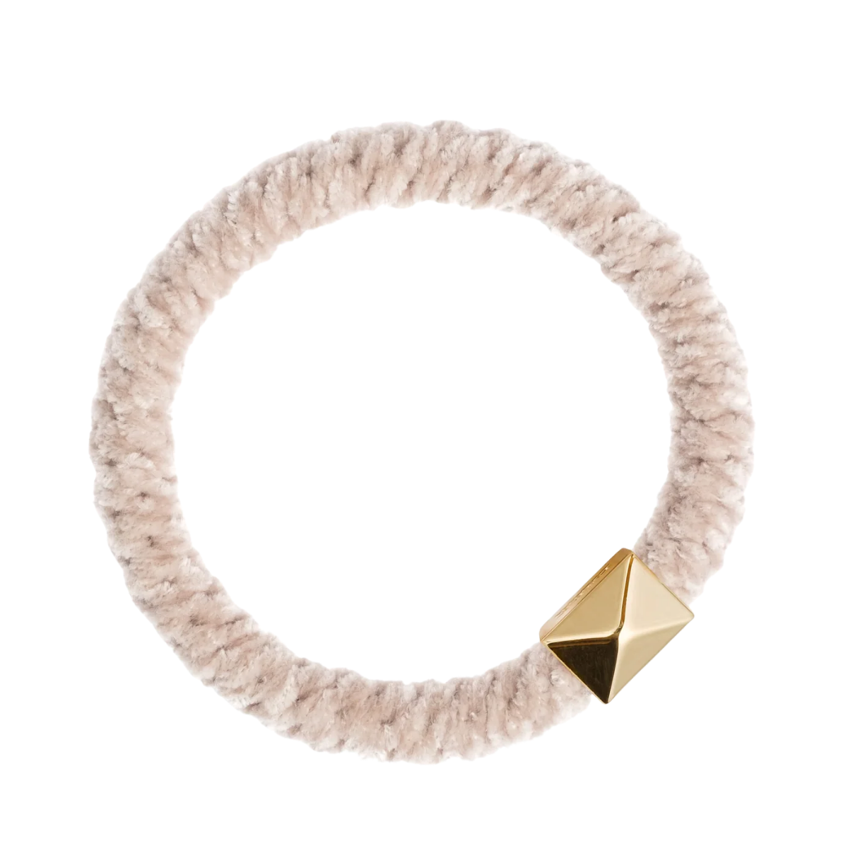 Fluffy Fat Hair Tie W/Gold - Sand W/Gold