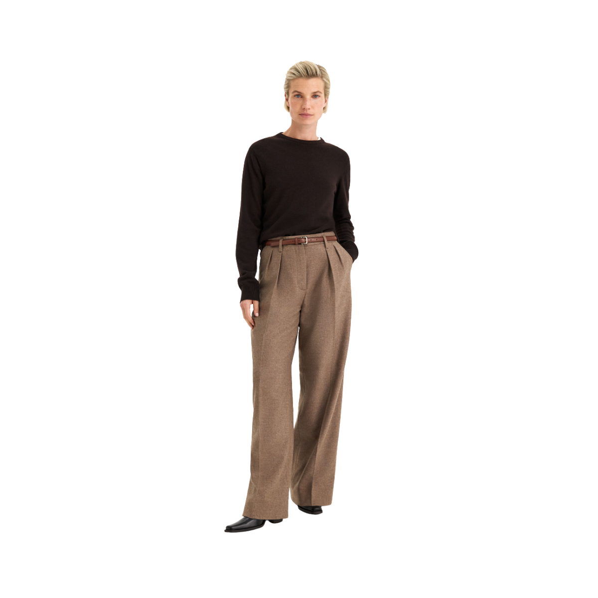 Soft Wool Crewneck Sweater - Dark Chocolate
