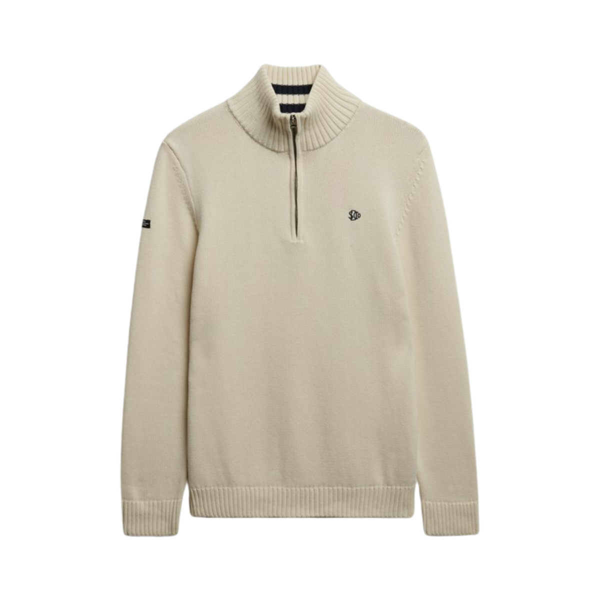 Cotton Half Zip Knit - Cream