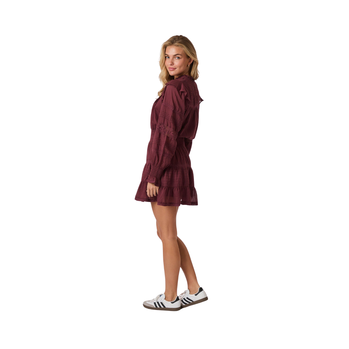 Aran S voile Dress - Burgundy