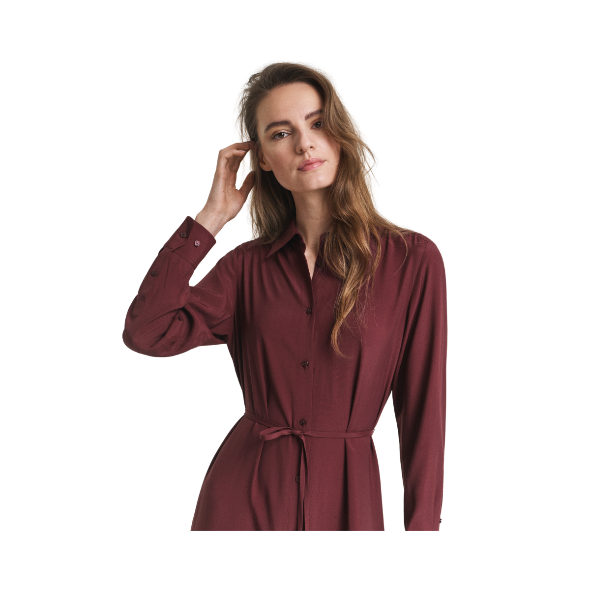 Midi Viscose Shirt Dress - Plum Wine