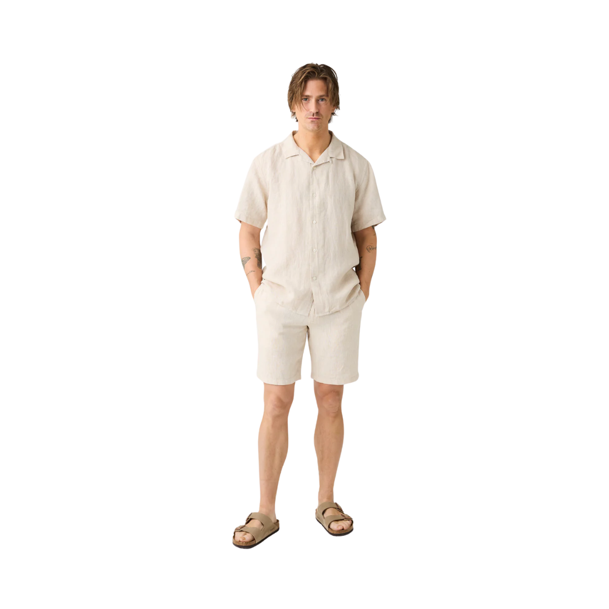 Loose Linen shorts - Light Feather Gray