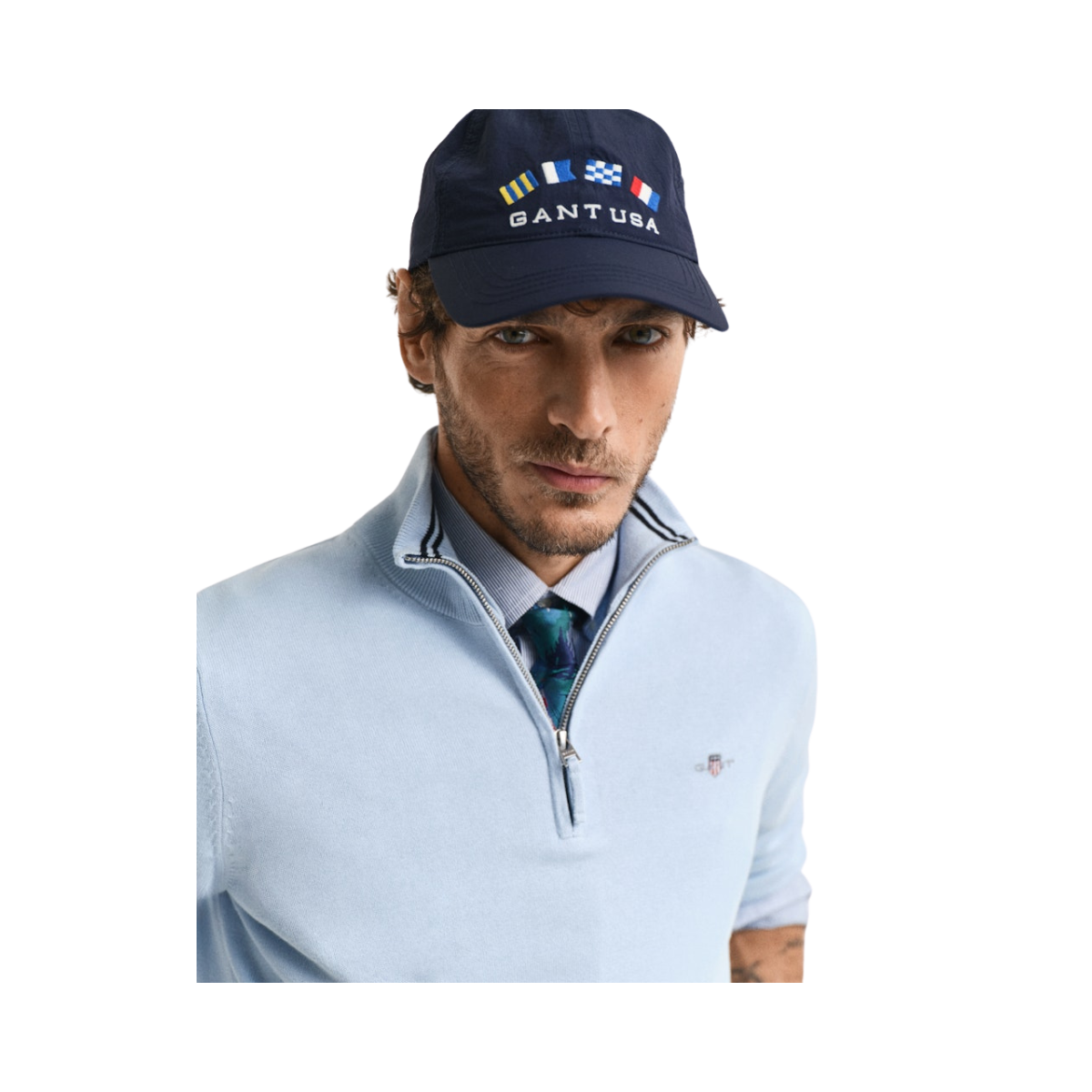 CLASSIC COTTON HALF ZIP - Fresh Blue