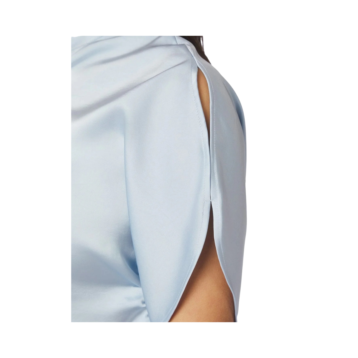 Anelle Heavy Sateen Blouse - Light Blue