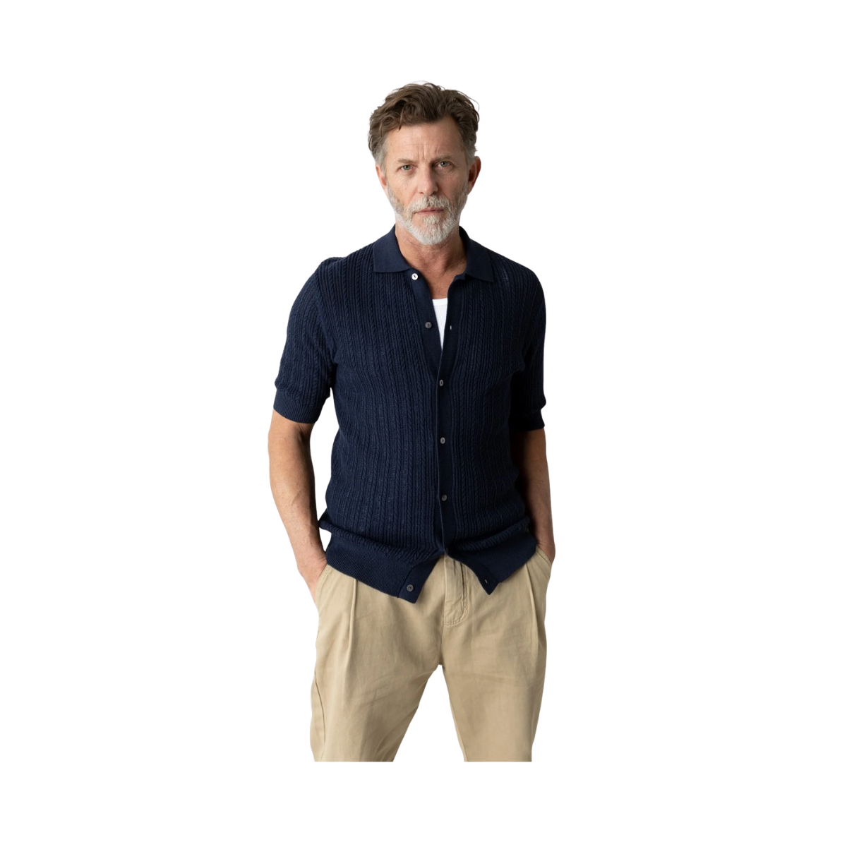 MMGDario Button SS Polo Knit - Estate Blue